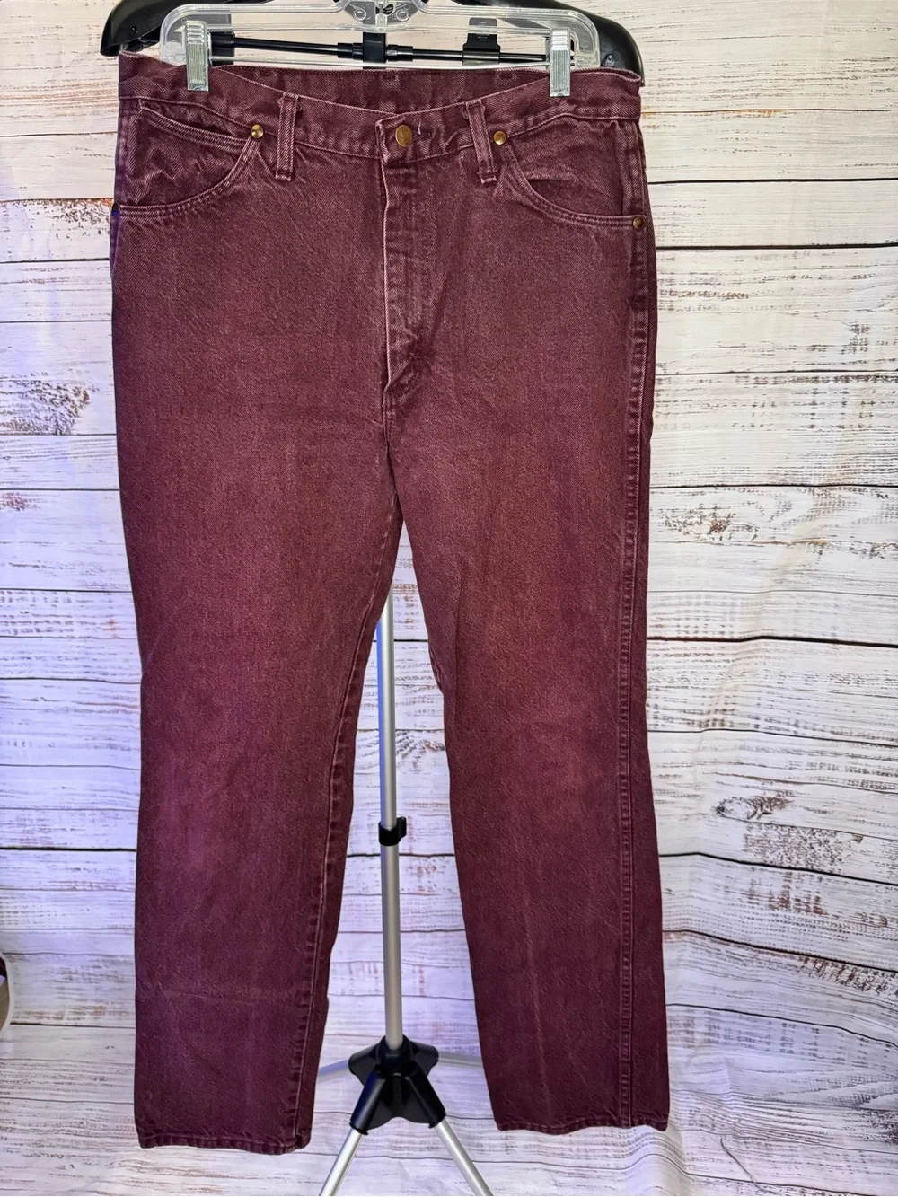 Wrangler 34x34 Men's Classic Straight-Fit Pants Deep Burgundy vintage